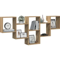 Wandschap 159x18x66 cm bewerkt hout artisanaal kleurig><noscript><img width=