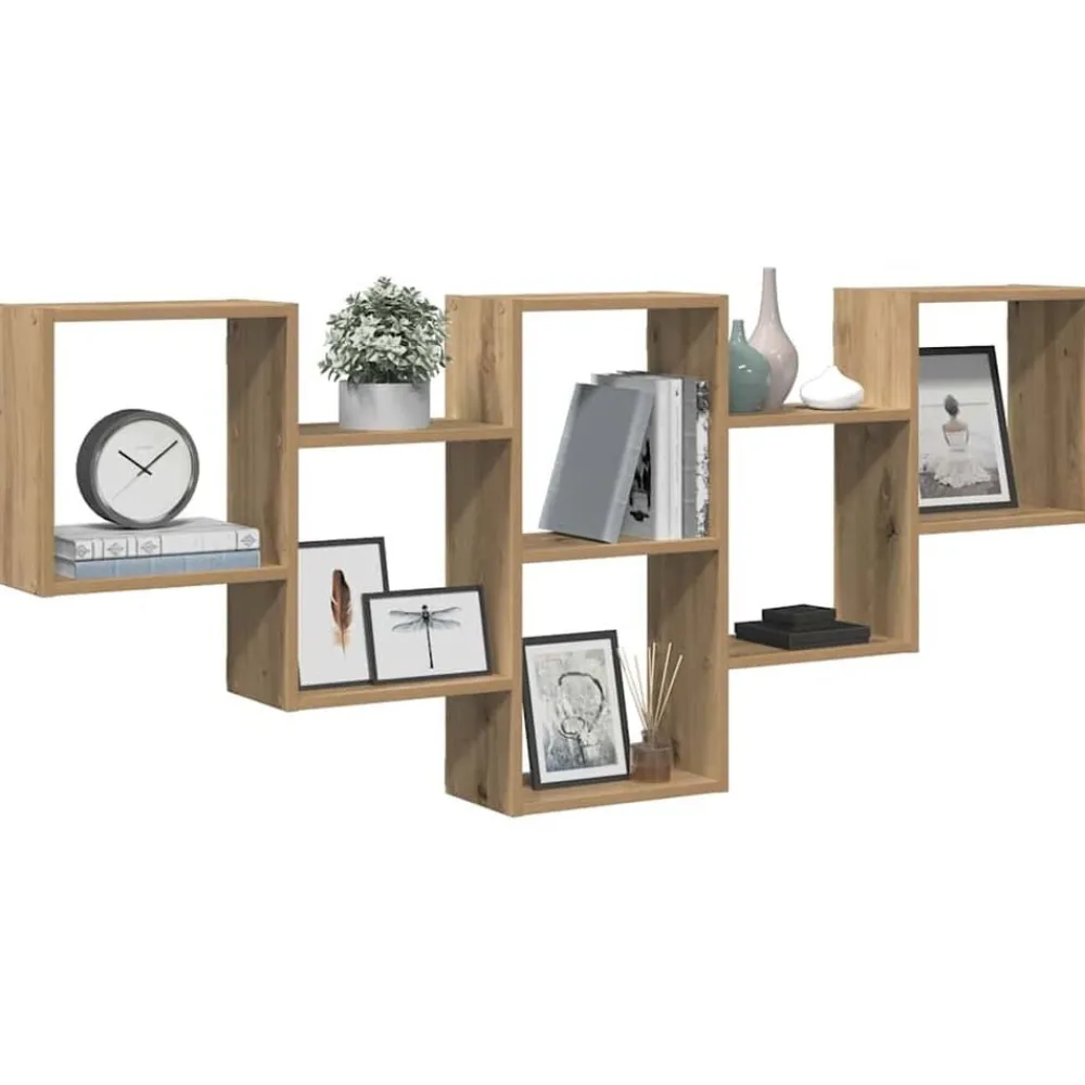 Wandschap 159x18x66 cm bewerkt hout artisanaal kleurig>vidaXL Discount