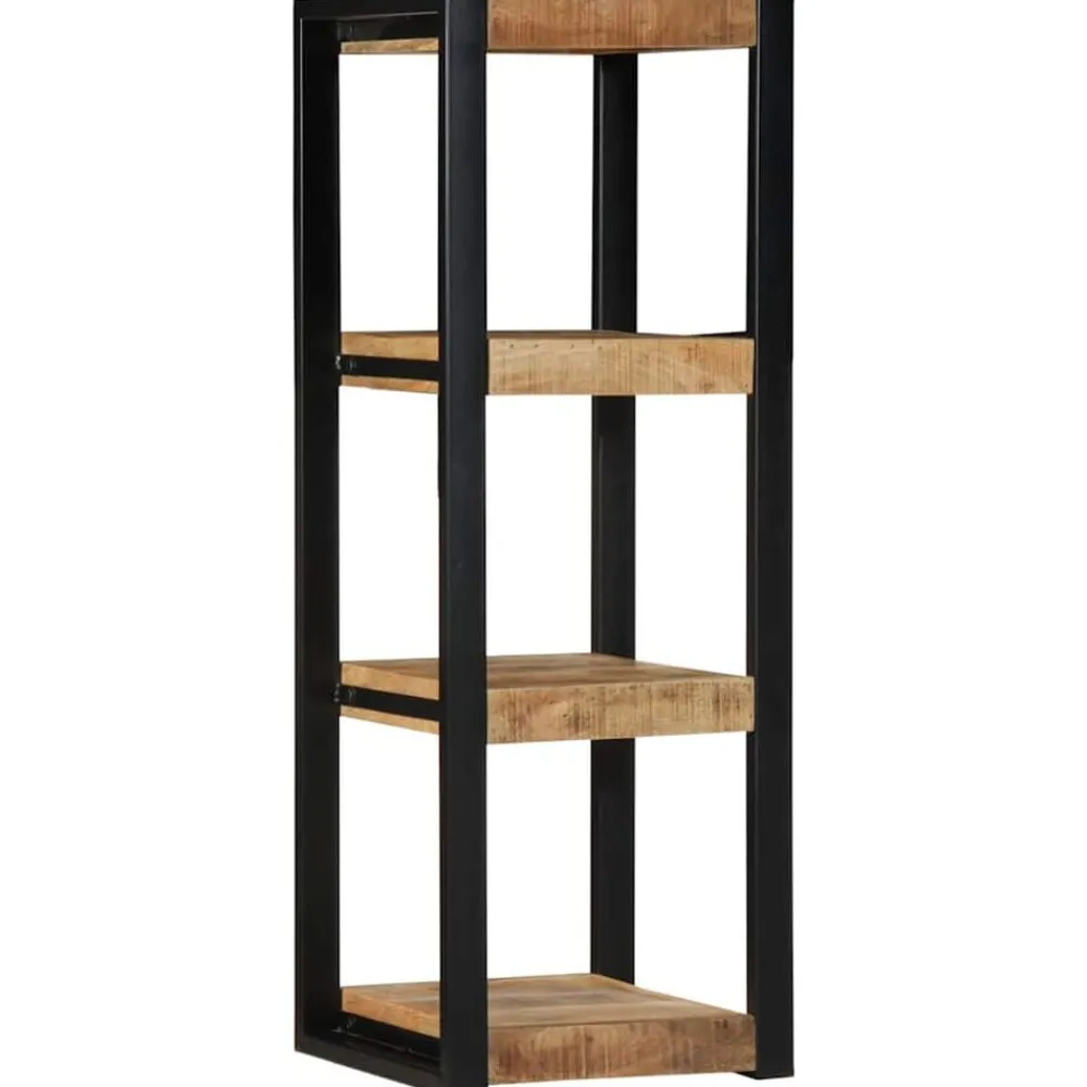 Wandschap 35x35x100 cm massief ruw mangohout>vidaXL New