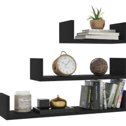 Boekenkasten & Wandplanken*vidaXL Wandschappen 3 st bewerkt hout Zwart