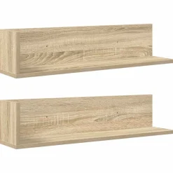 Boekenkasten & Wandplanken*vidaXL Wandschappen 2 st 75x16,5x16,5cm bewerkt hout kleur Sonoma eiken