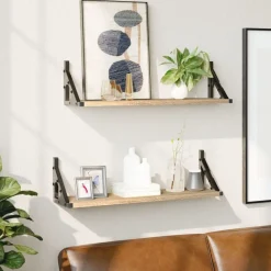 Boekenkasten & Wandplanken*vidaXL Wandschappen 2 st 60x15x15,5 cm kleurig Sonoma eiken