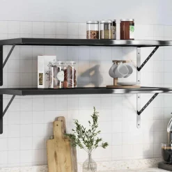 Boekenkasten & Wandplanken*vidaXL Wandschappen 2 st 100x40 cm roestvrijstaal Zwart