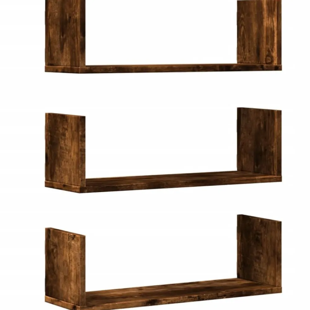 Boekenkasten & Wandplanken*vidaXL Wandschappen 3 st 58x18x18 cm bewerkt hout kleurig Gerookt eiken