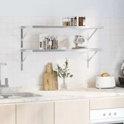 Boekenkasten & Wandplanken*vidaXL Wandschappen 2 st 100x40 cm roestvrijstaal kleurig Zilver