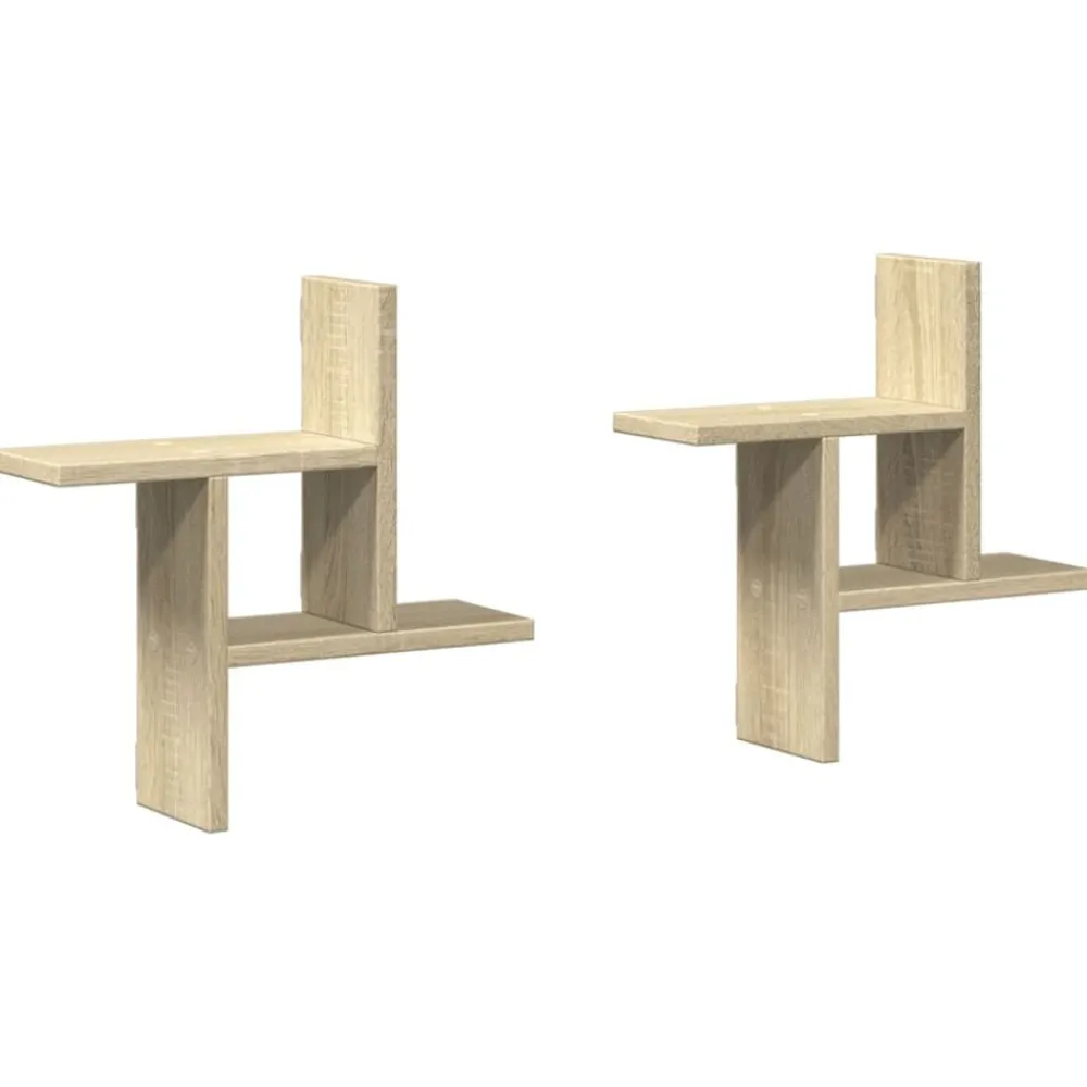 Wandschappen 2 st 38x12x38 cm bewerkt hout kleurig>vidaXL Discount
