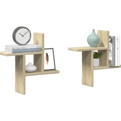 Wandschappen 2 st 38x12x38 cm bewerkt hout kleurig>vidaXL Discount