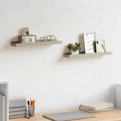 Boekenkasten & Wandplanken*vidaXL Wandschappen 2 st 40x9x3 cm Betongrijs