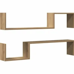 Wandschappen 2 st 100x15x20 cm bewerkt hout artisanaal eiken>vidaXL Hot
