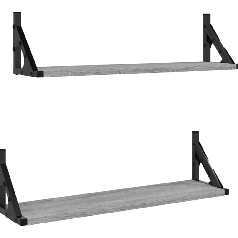 Boekenkasten & Wandplanken*vidaXL Wandschappen 2 st 60x15x15,5 cm eikenkleurig Grijs sonoma