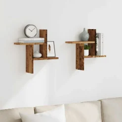 Wandschappen 2 st 38x12x38 cm bewerkt hout kleurig>vidaXL Online