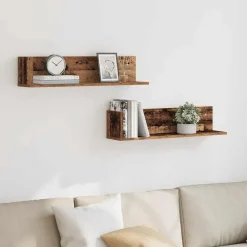 Wandschappen 2 st 75x16,5x16,5 cm bewerkt hout kleurig><noscript><img width=