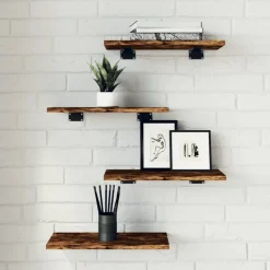 Boekenkasten & Wandplanken*vidaXL Wandschappen 4 st 40x20x1,5 cm bewerkt hout kleur Gerookt eiken