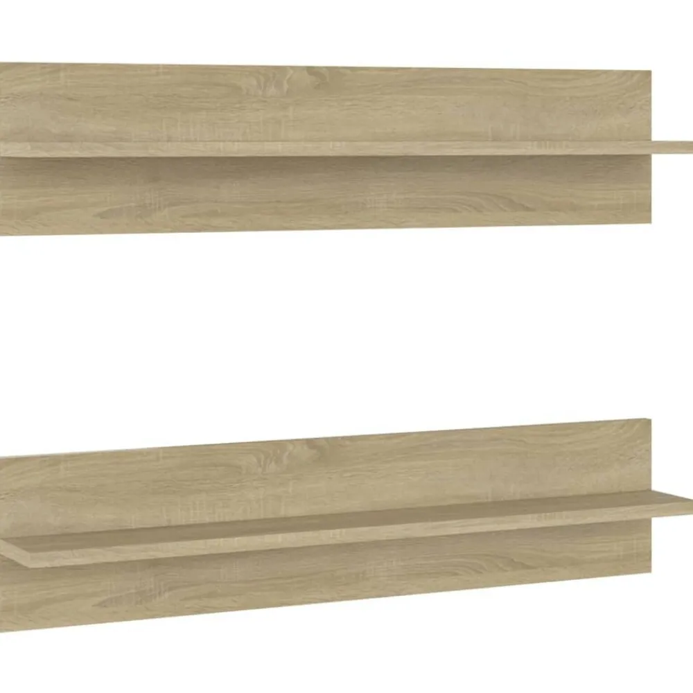 Boekenkasten & Wandplanken*vidaXL Wandschappen 2 st 80x11,5x18cm bewerkt hout kleurig Sonoma eiken
