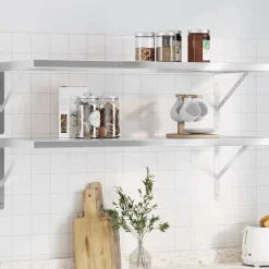 Wandschappen 2 st 100x40 cm roestvrijstaal kleurig>vidaXL Discount