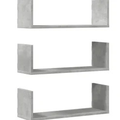 Boekenkasten & Wandplanken*vidaXL Wandschappen 3 st 58x18x18 cm bewerkt hout Betongrijs