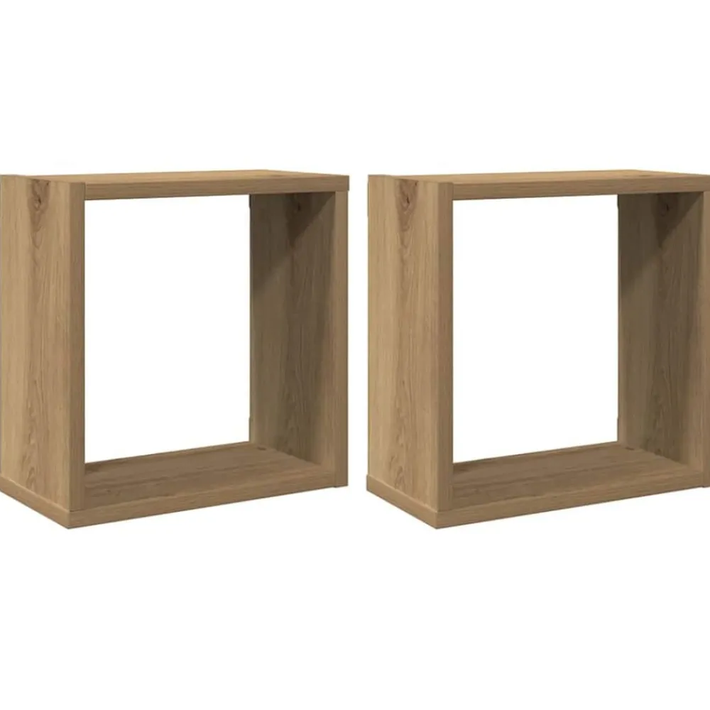 Boekenkasten & Wandplanken*vidaXL Wandschappen kubus 2st 30x15x30cm bewerkt hout artisanaal eiken artisanaal eikenkleurig