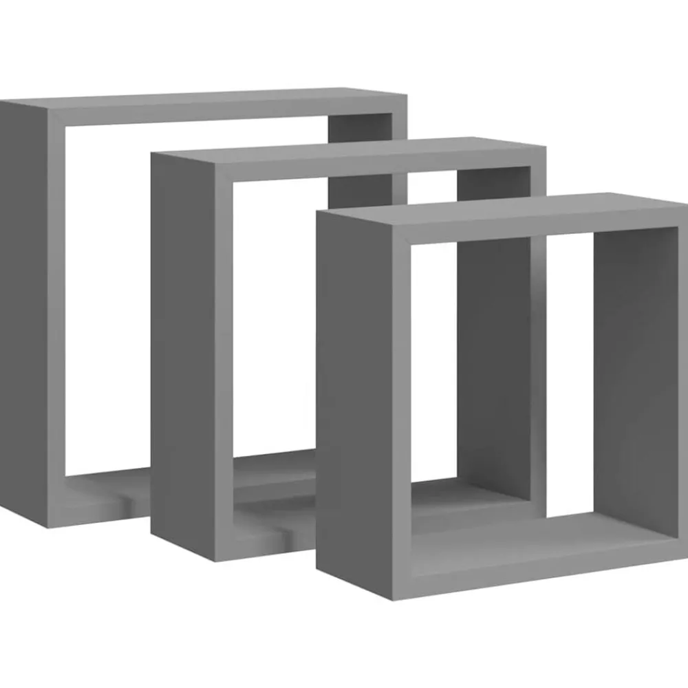 Boekenkasten & Wandplanken*vidaXL Wandschappen kubus 3 st MDF Grijs