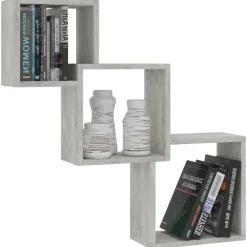 Boekenkasten & Wandplanken*vidaXL Wandschappen kubus 68x15x68 cm bewerkt hout Betongrijs