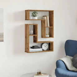 Boekenkasten & Wandplanken*vidaXL Wandschappen kubus 2 st 50x15x50 cm bewerkt hout kleur Oud hout