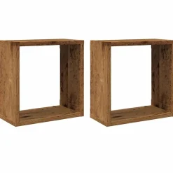 Wandschappen kubus 2 st 30x15x30cm bewerkt hout kleurig>vidaXL