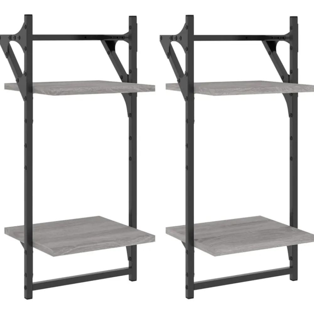 Wandschappen 2-laags met stangen 2 st 30x25x65 cm>vidaXL Best