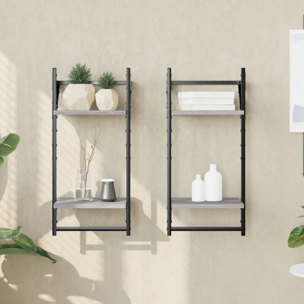 Wandschappen 2-laags met stangen 2 st 30x25x65 cm>vidaXL Best