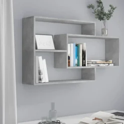 Boekenkasten & Wandplanken*vidaXL Wandschappen 104x20x58,5 cm bewerkt hout Betongrijs