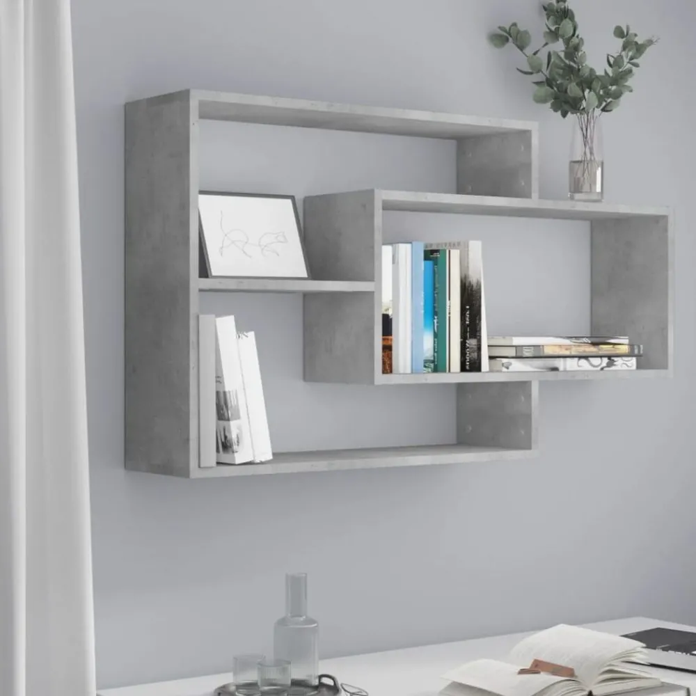 Boekenkasten & Wandplanken*vidaXL Wandschappen 104x20x58,5 cm bewerkt hout Betongrijs