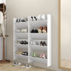 Wandschoenenkasten 4 st 60x18x60 cm bewerkt hout>vidaXL Online