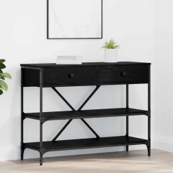Tafels*vidaXL Wandtafel met lade 100 x 34,5 x 75 cm Hout Zwart eiken