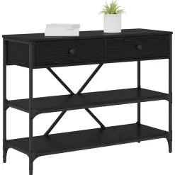 Tafels*vidaXL Wandtafel met lade 100 x 34,5 x 75 cm Hout Zwart eiken