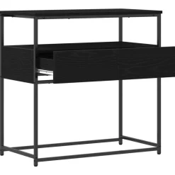 Tafels*vidaXL Wandtafel met lade 75 x 40 x 75 cm Bewerkt hout Zwart eiken