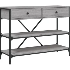 Wandtafel met lades en schappen bewerkt hout eiken>vidaXL Clearance