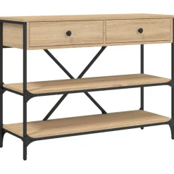Wandtafel met lades en schappen bewerkt hout kleur>vidaXL Online