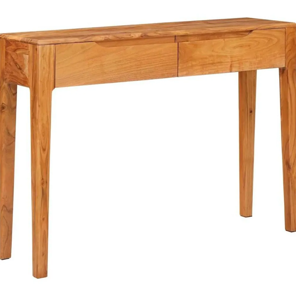 Wandtafel met lade Bruin 110 x 30 x 80 cm Massief Acaciahout>vidaXL