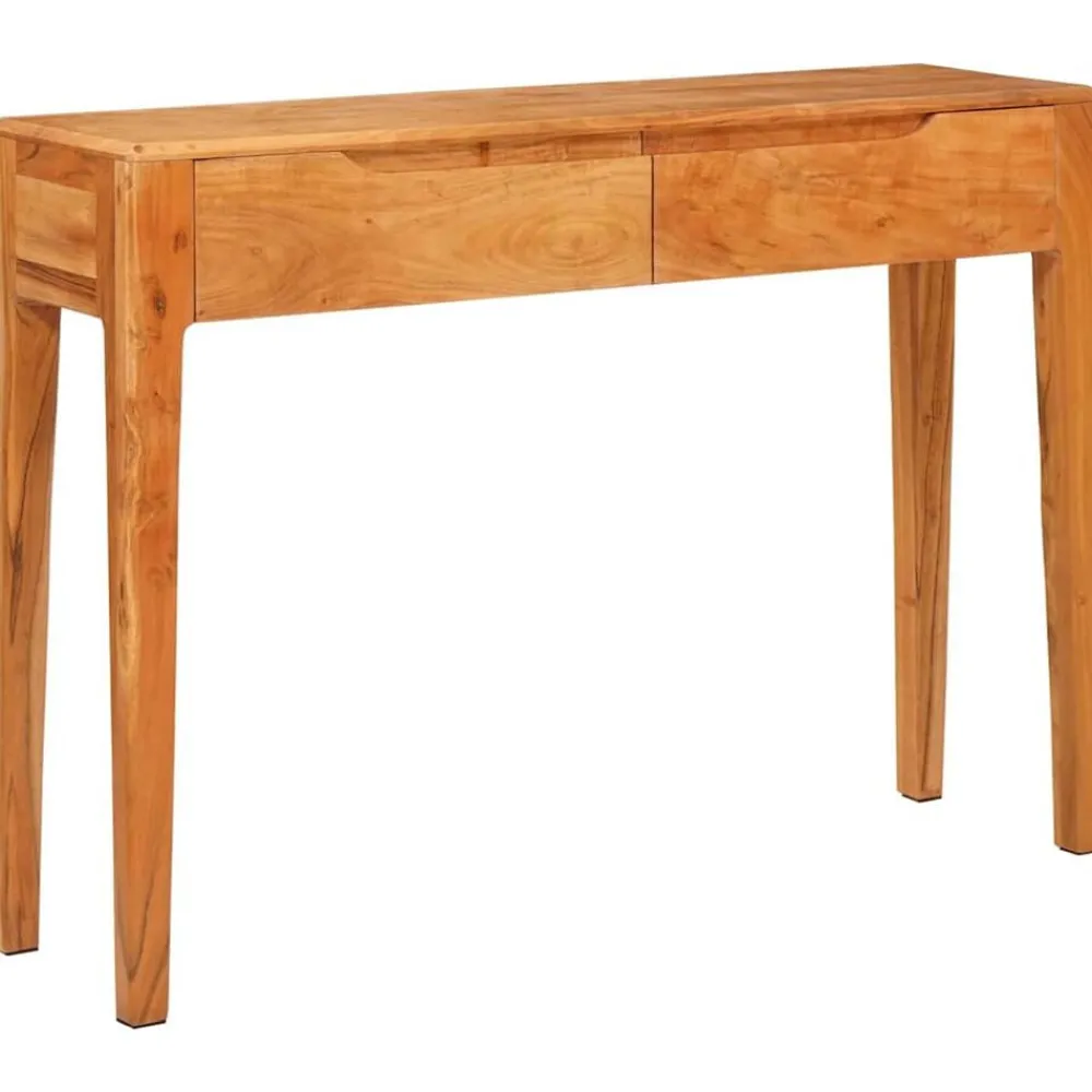 Wandtafel met lade Bruin 110 x 30 x 80 cm Massief Acaciahout>vidaXL