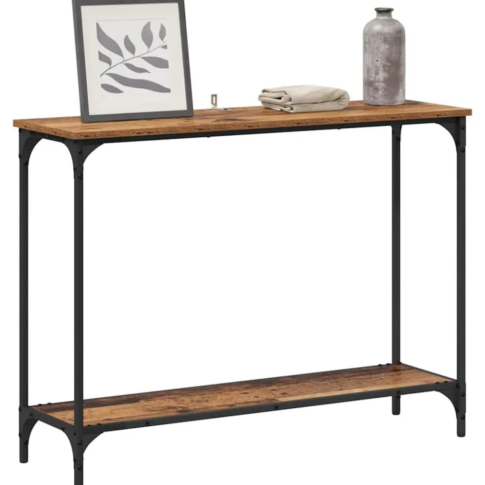 Wandtafel met plank 101 x 30.5 x 75 cm Bewerkt hout>vidaXL Outlet