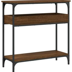 Tafels*vidaXL Wandtafel met schap 75x29x75 cm bewerkt hout bruin eikenkleur