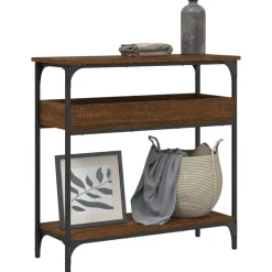 Tafels*vidaXL Wandtafel met schap 75x29x75 cm bewerkt hout bruin eikenkleur