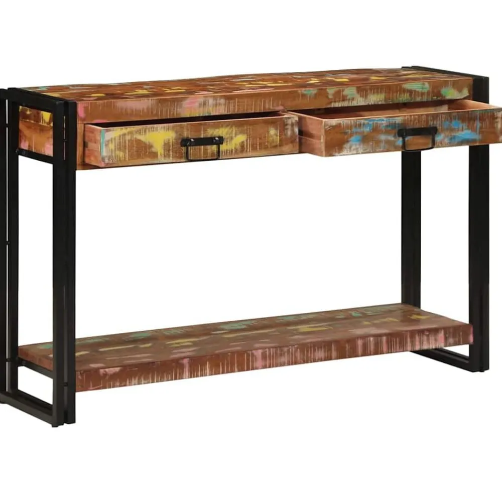 Tafels*vidaXL Wandtafel Multikleur 120 x 33 x 75 cm Massief Gerecycled Hout