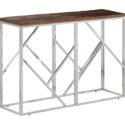 Wandtafel roestvrij staal en massief bielshout kleurig>vidaXL Sale