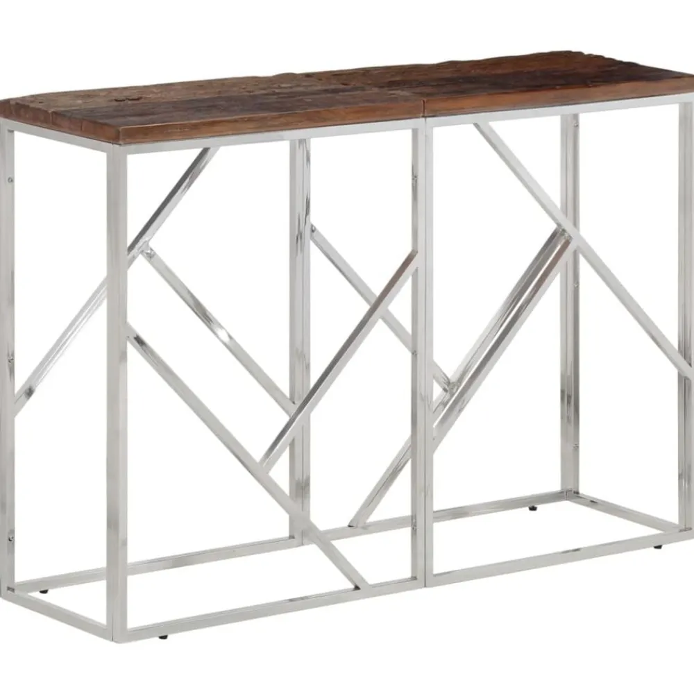Wandtafel roestvrij staal en massief bielshout kleurig>vidaXL Sale