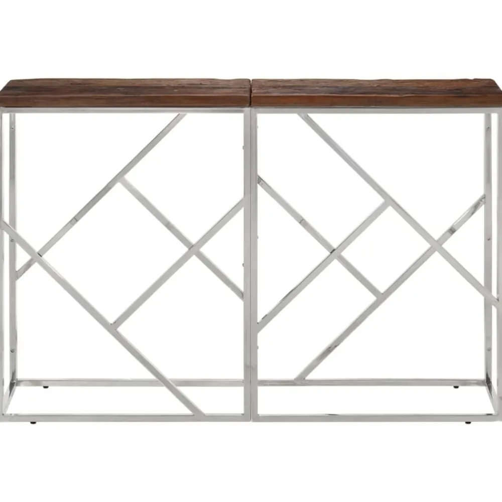 Wandtafel roestvrij staal en massief bielshout kleurig>vidaXL Sale