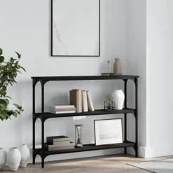 Tafels*vidaXL Wandtafel 100x22,5x75 cm bewerkt hout Zwart