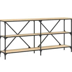 Tafels*vidaXL Wandtafel 160x30x75 cm bewerkt hout en ijzer kleur Sonoma eiken