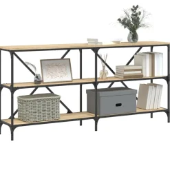 Tafels*vidaXL Wandtafel 160x30x75 cm bewerkt hout en ijzer kleur Sonoma eiken