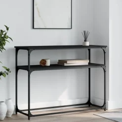 Tafels*vidaXL Wandtafel 100x35,5x75 cm bewerkt hout Zwart