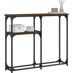 Tafels*vidaXL Wandtafel 90x22,5x75 cm bewerkt hout bruin eikenkleur