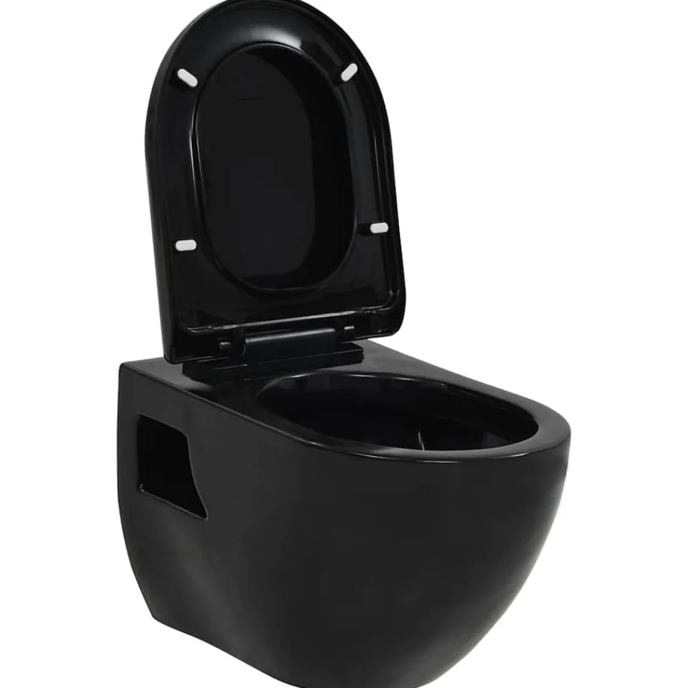 Sanitair & Loodgietersbenodigdheden*vidaXL Wandtoilet keramiek Zwart
